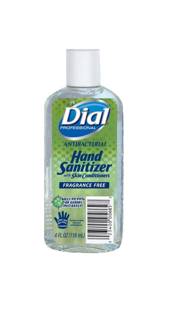 Dial Antibacterial Gel Hand Sanitizer Fragrance-Free with Moisturizers, Flip Top Cap, 4oz